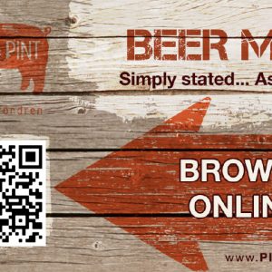 close up image of the pig and pint beer card