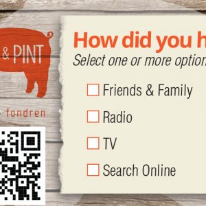 Close up of the Pig and Pint Feedback Card